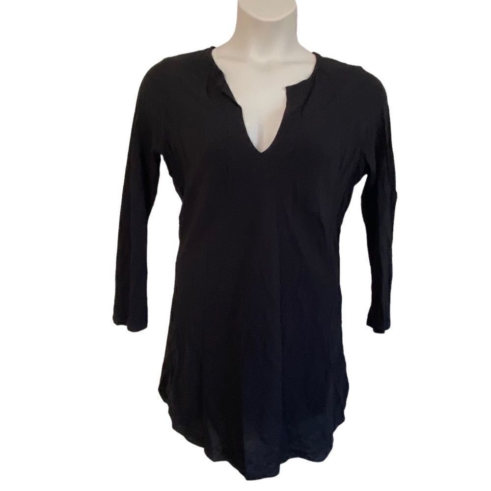 Tysa Black Popover Rayon Tunic Sz M